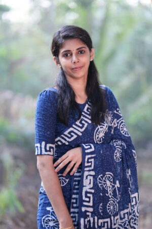 Cycle Indigo Mulmul Saree